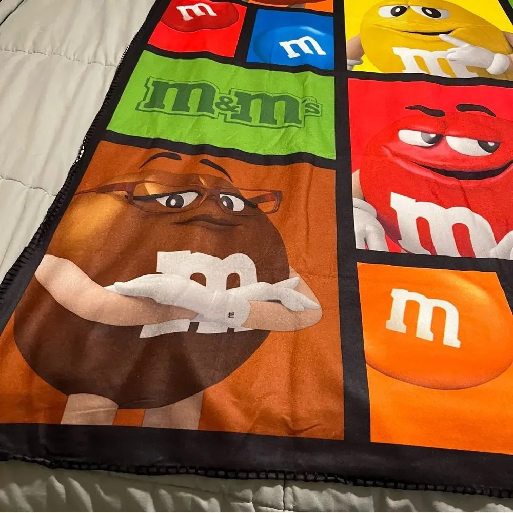 M&Ms Fleece Throw Blanket 62X48 Soft Thin Chocolate Candy Color Block